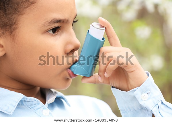 Africanamerican Girl Inhaler Having Asthma Attack Stock Photo (Edit Now ...