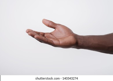 African-American holds open palm