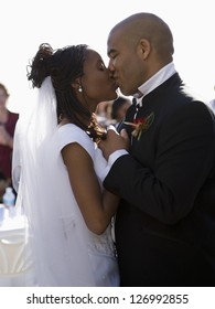 African-American just married couple
