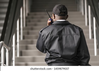 African-American Security Guard In Building