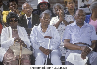 African-American seniors listen to 1992 Presidential campaign speeches, East Cleveland, OH