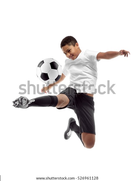 Africanamerican Youth Football Player On White Stock Photo (Edit Now ...