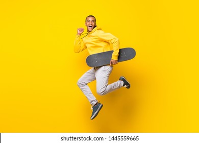 Afro American Skater Man Over Isolated White Background