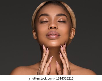 Afro american woman beautiful face skin portrait black beauty model