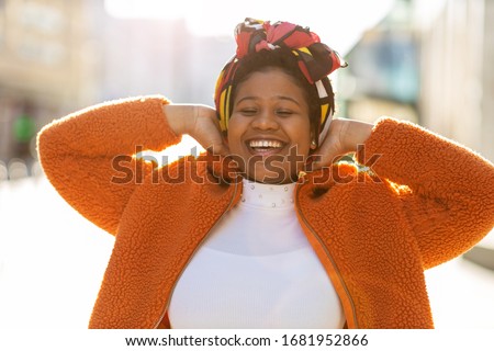 Afro american woman in an urban city area