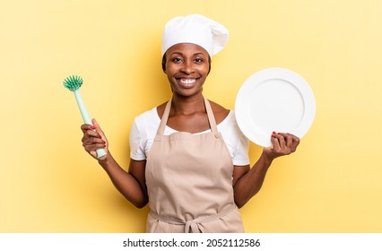 Afro Black Pretty Woman Washing Dishes Concept