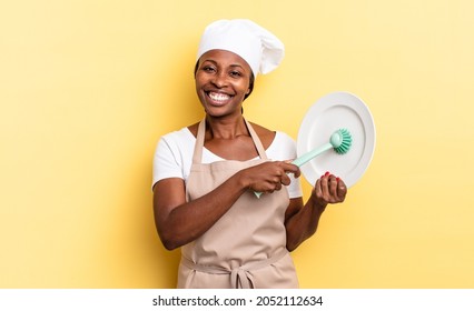 Afro Black Pretty Woman Washing Dishes Concept