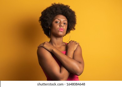 Afro Woman With Black Power Hair 