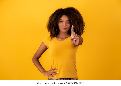 Afro Woman Making No Gesture With Her Finger