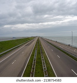 The Afsluitdijk Is A Major Dam And Causeway In The Netherlands. It Is A Fundamental Part Of The Larger Zuiderzee Works, Damming Off Salt Water Of The North Sea, And Turning It Into A Freshwater Lake