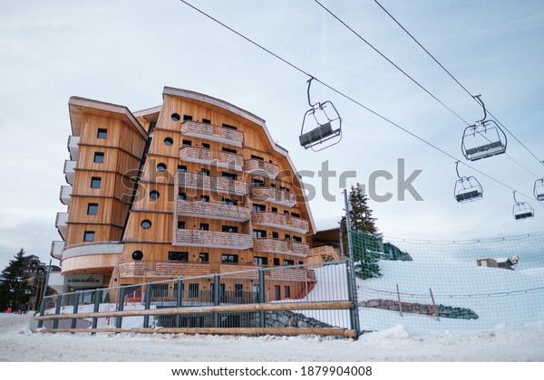 After the\
government\'s decision not to open the ski resorts\' ski lifts, the\
ski resorts are running at a very slow pace. Avoriaz, December 19,\
2020.Photography by Jean Baptiste\
Premat