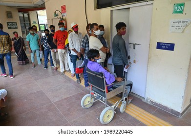 After Lockdown Opening OPD In Sector 10 Government Hospital Patient Waiting For Treatment Outside Of Doctor Room, 11 June 2021.