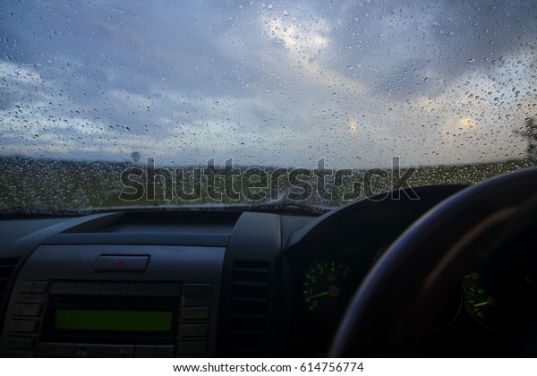 After rain in the
car