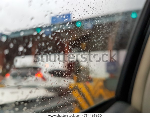 After rain in
car