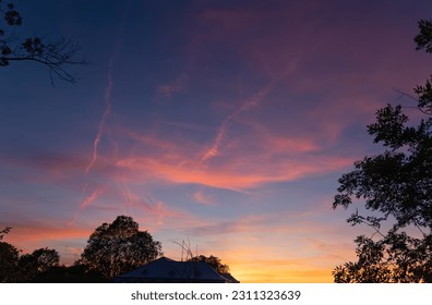 After a very hot day torturing the citizens of Mainz, a spectacular sunset happenend, granting them a sweet end of the day. - Shutterstock ID 2311323639