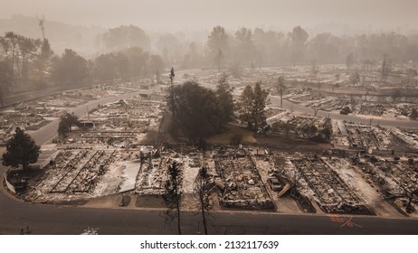 Aftermath Of Wildfire Aerial View Of The Almeda Wildfire In Southern Oregon Talent Phoenix Northern California  Fire Destroys Many People's Livelihood