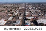 Afternoon aerial view of downtown Glendale, Arizona, USA.