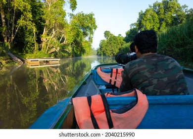 An Afternoon River Cruise At Kinabatangan River, Sandakan, Sabah, North Borneo, Malaysia On 26th Of July 2015.