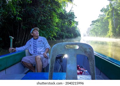 An Afternoon River Cruise At Kinabatangan River, Sandakan, Sabah, North Borneo, Malaysia On 26th Of July 2015.