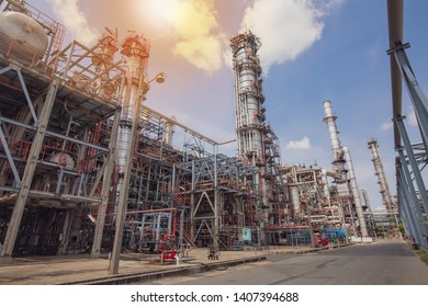 Afternoon Scene Of Oil Refinery Plant Of Petrochemistry