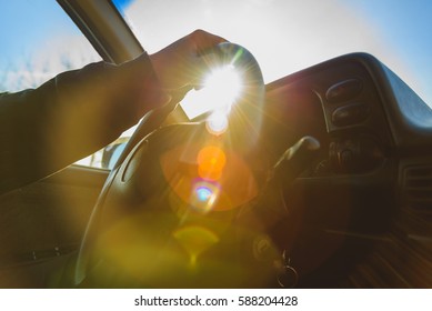 Afternoon Sun Glare Filled The Car Interior