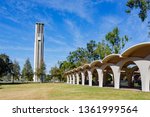 Afternoon sunny view of the Bell Tower of UC Riverside at California