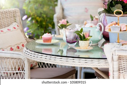 Afternoon Tea And Cakes In The Garden