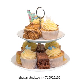 Afternoon Tea Cakes On A Stand Isolated