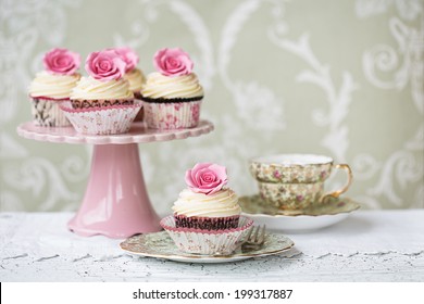 Afternoon Tea With Rose Cupcakes
