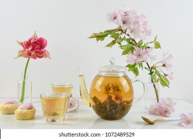 Afternoon Tea For Two With Summer Time Flowers