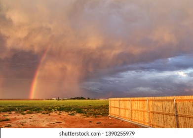 Afternoon thunderstorm and rainbow in Midland TX
