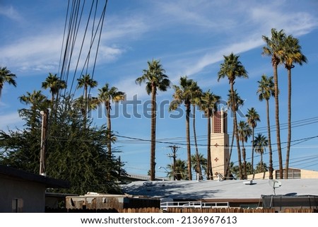 Afternoon view of a church near downtown Indio, California, USA.