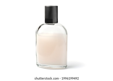 aftershave lotion in a glass jar with a black screw cap. isolated on white background