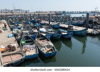 Agadir, MOROCCO - May 2, 2018: Port Of Agadir With Multiple Fishing Boats