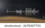 Against the desolate red planet