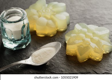 Agar Agar Citrus Jelly Dessert Closeup