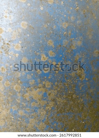 Aged Blue Surface with Rust and Mildew Texture. Close-up of old blue Surface with rust, mildew, and weather stains. Perfect for vintage, industrial, or textured backgrounds