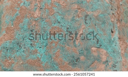Aged copper plate texture with green patina stains. Old worn metal background. Green gold textured wallpaper high resolution.