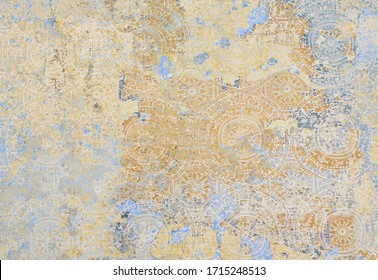 aged islamic patterns on vintage mosaic floor