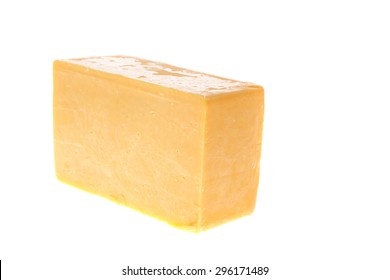 Aged Italian Deli Fresh Cheddar Cheese Isolated Over White Background