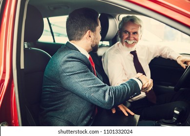 Aged Man Buy Car With Dealer.