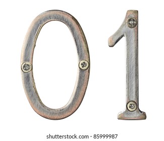 Aged Metal Numbers With Screw Heads