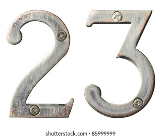 Aged Metal Numbers With Screw Heads