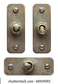 Aged metal toggle switches set.