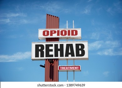 Aged Opioid Addiction Rehab Treatment Sign                               