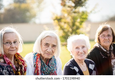 Aged People Group Portrait Outdoors