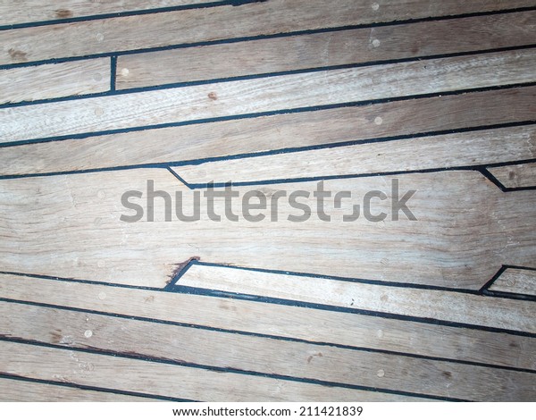 Aged Ships Deck Teak Black Caulking Stock Photo Edit Now 211421839