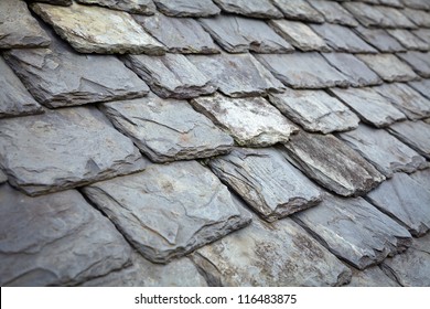 Aged Slate Roof Tiles Close-up