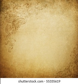 Aged Vintage Background With Floral Ornament Elements. See This Elements In Vector In My Portfolio.