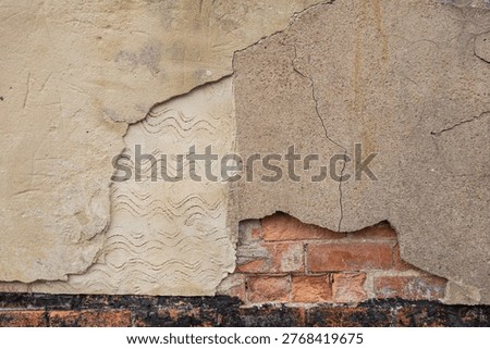 Aged wall textures with brick plaster and sstone details. Language of surfcaces. Integragtion concept. Architectural charcacter. set of 5 images
